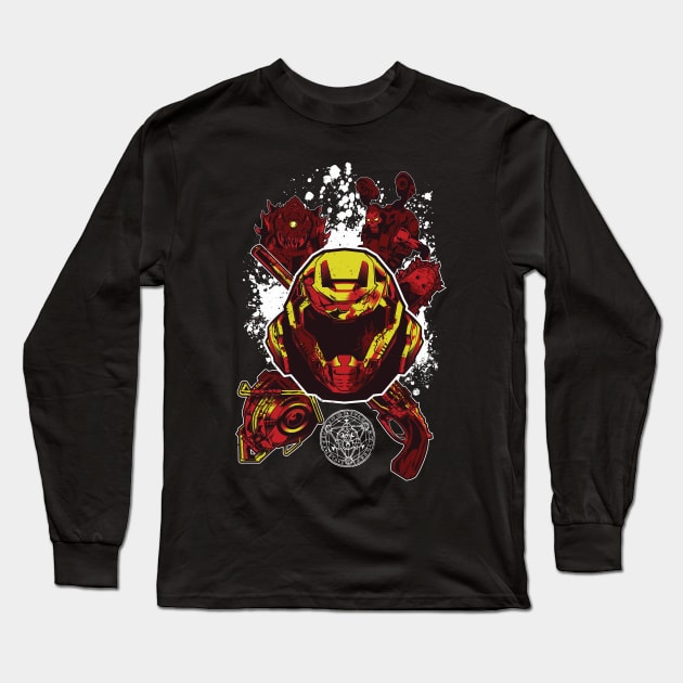 Doomguy with friends Long Sleeve T-Shirt by Hulkey